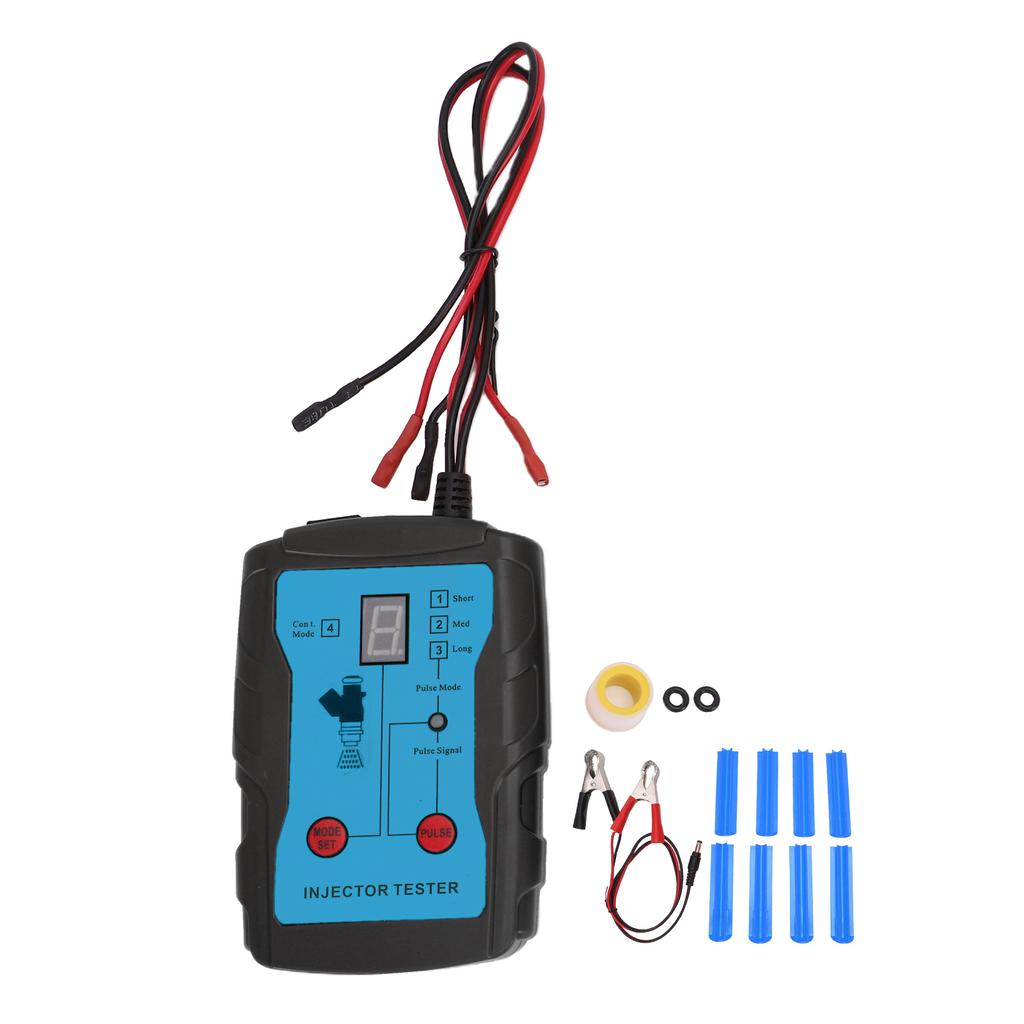 Automotive Fuel Injector Tester Cleaning Tool Kit 2 in 1 Function 8 Adapters and 8 Pulse Modes DIY Tool 4 Wire Dual