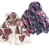 Printed New Imitation Cashmere Scarf For Women'S Fashion Commuting, Plant Flowers For Warmth And Neck Protection, Elegant And Versatile Shawl