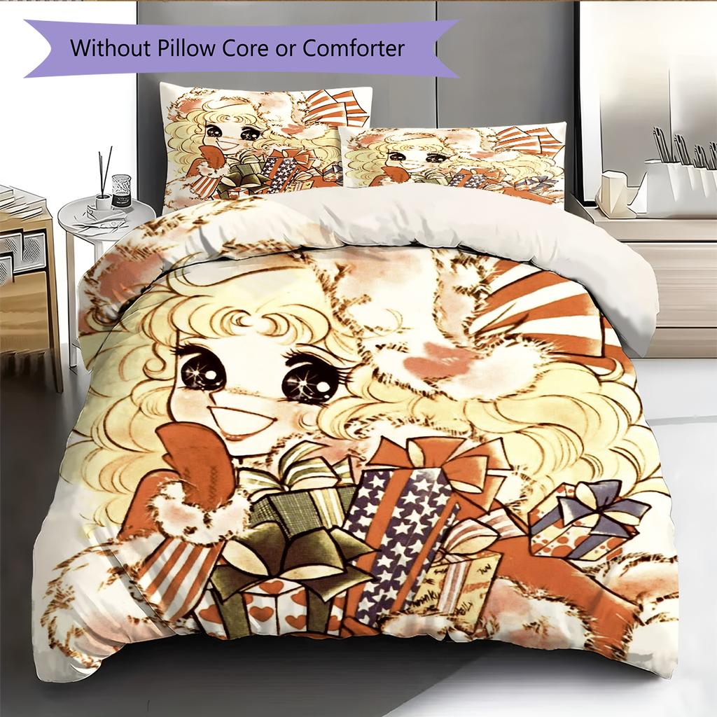 Anime Pattern Bedding Quilt Set Quilt Cover Pillowcase Home Decoration Birthday Gift (1 * duvet cover + 2 * pillowcase, without core)
