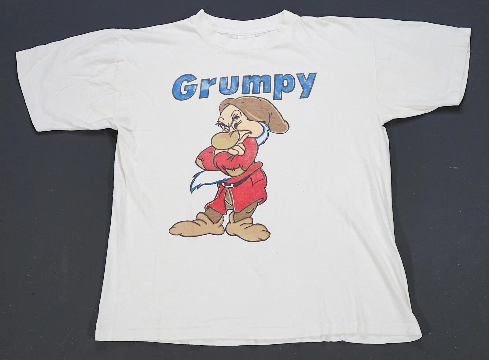 Rare VTG SOLAR-T Snow White and the Seven Dwarfs Grumpy T Shirt 90s White SZ XL S