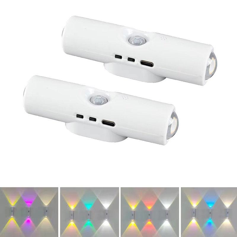 Magnetic Motion Sensor Night Light Rechargeable Smart RGB Gradient Wall Lamp for Bedroom Bathroom Closet Garden