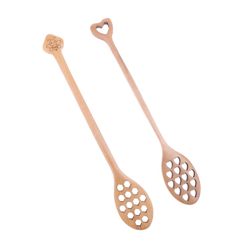 Wooden Honey Spoon Handmade Honey Stirrer Long Handle Cooking Baking Tool Kitchen Tableware Scoop Coffee Honey Tea Spoon Stirrer