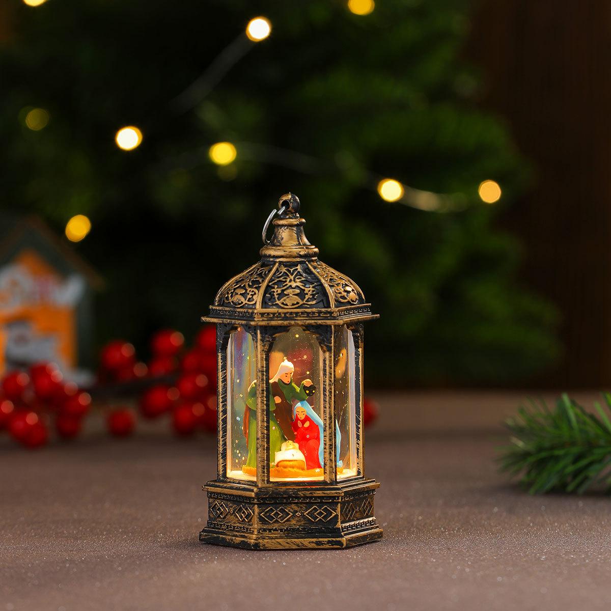 Hexagonal Christmas Snow Globe Lantern - Luminous Night Light & Ornament