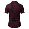 Spring Summer Men Spell Color Short Sleeve Shirt Men Casual 3D Digital Print Simple Style Shirt Tops 100% Polyester