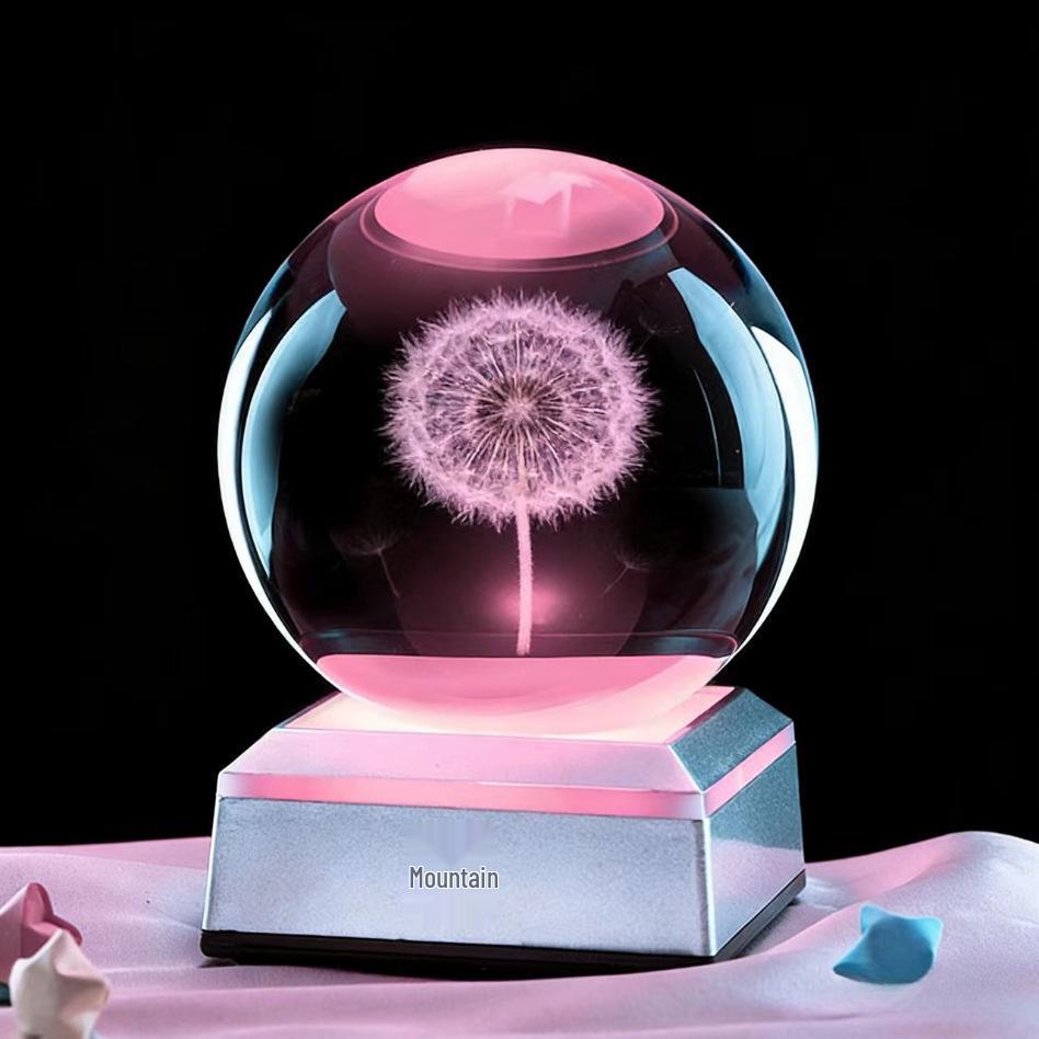 Dandelion Crystal Ball Night Light - Unique Gift for Girls' Birthdays & New Year Ornaments