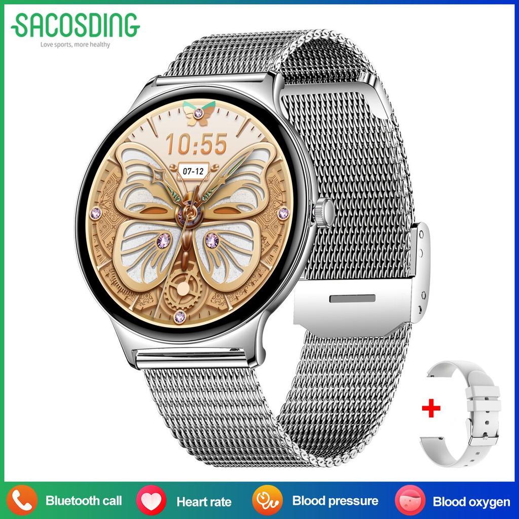 SACOSDING Ultra-Thin Fashion Women Smart Watch 1.43 Inch AMOLED HD Screen Sports Bracelet Clock Always Show Time Bluetooth Call Smartwatch