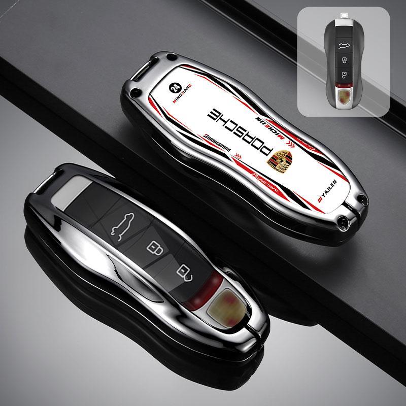 Coque de protection pour clé de voiture en alliage de zinc pour Porsche Panamera Spyder Carrera Macan Boxster Cayman Cayenne 911 718 981 991 Accessoires