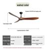 Variable Frequency Ceiling Fan with Light and Remote Control, Solid Wood Blades, for Living Room, Dining Room, Bedroom