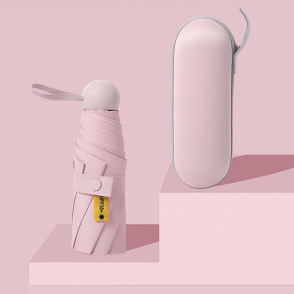 Compact Capsule Sun and Rain Umbrella: Thickened, UV-Protected, Dual-Use, Folding Black Glue Design