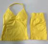 JYL Seamless Backless Two Piece Set Padded Halter Top Fitness Shorts
