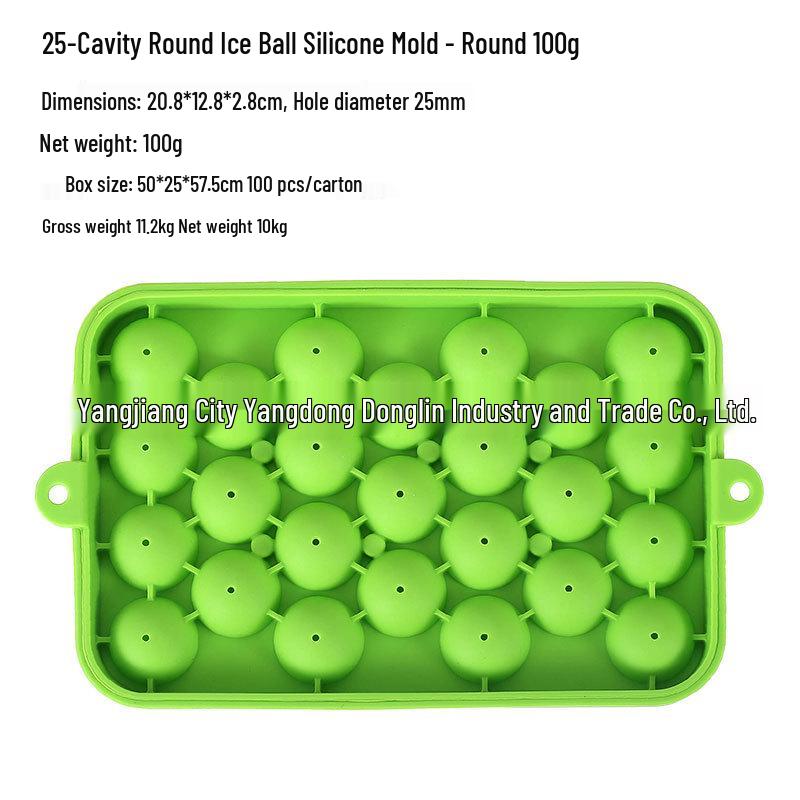 Disponibile Vassoio per Cubetti di Ghiaccio Sferici in Silicone a 25 Scomparti con Coperchio, Stampo Rotondo Facile da Sformare per Infusioni di Frutta