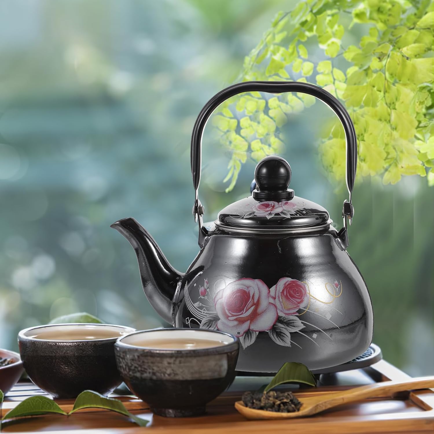 

Чайник эмалированный винтажный BESPORTBLE, 1 л, эмаль с цветочным рисунком по стали, чайник для кипячения воды на плите, кофейник с керамической ручкой, не нагревающейся, для декора дома и кухни, новый As Shown 2