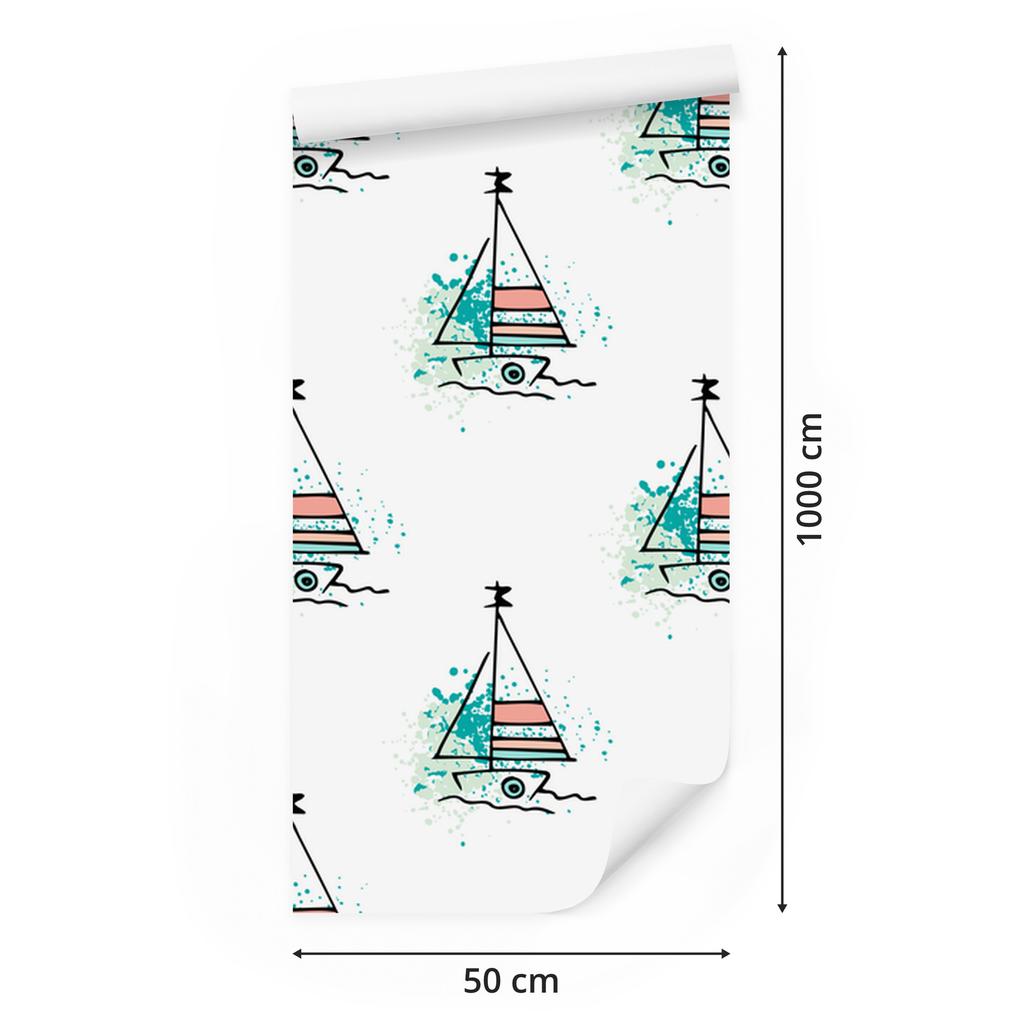 Minimalist sailboat wallpaper for living room and bedroom 50x1000