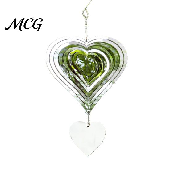 Wind Spinner Outdoor Stainless Steel Reflective Spinners Garden Decor, Sparkly Chime, Decorative Metal Art Yard Patio Farm Heart Gifts for Mom, Women