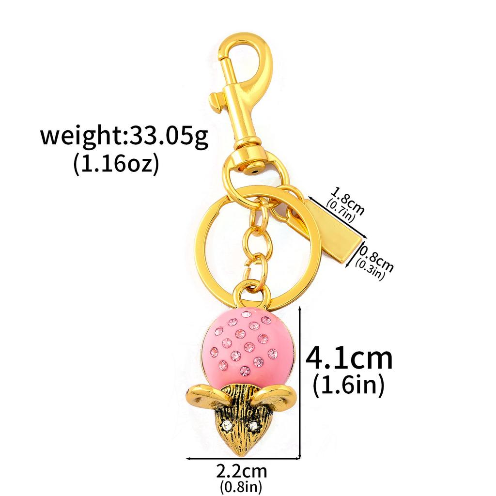 Crystal Pink Small Animal Keychains Pendant Fashion Large Mouse Exquisite Keyrings Men Women Backpack Jewelry Accessories Gift