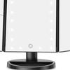 LED Vanity Mirror Three Fold USB Black with Data Cable Small Mirror Makeup Mirror for Bedroom Daily
