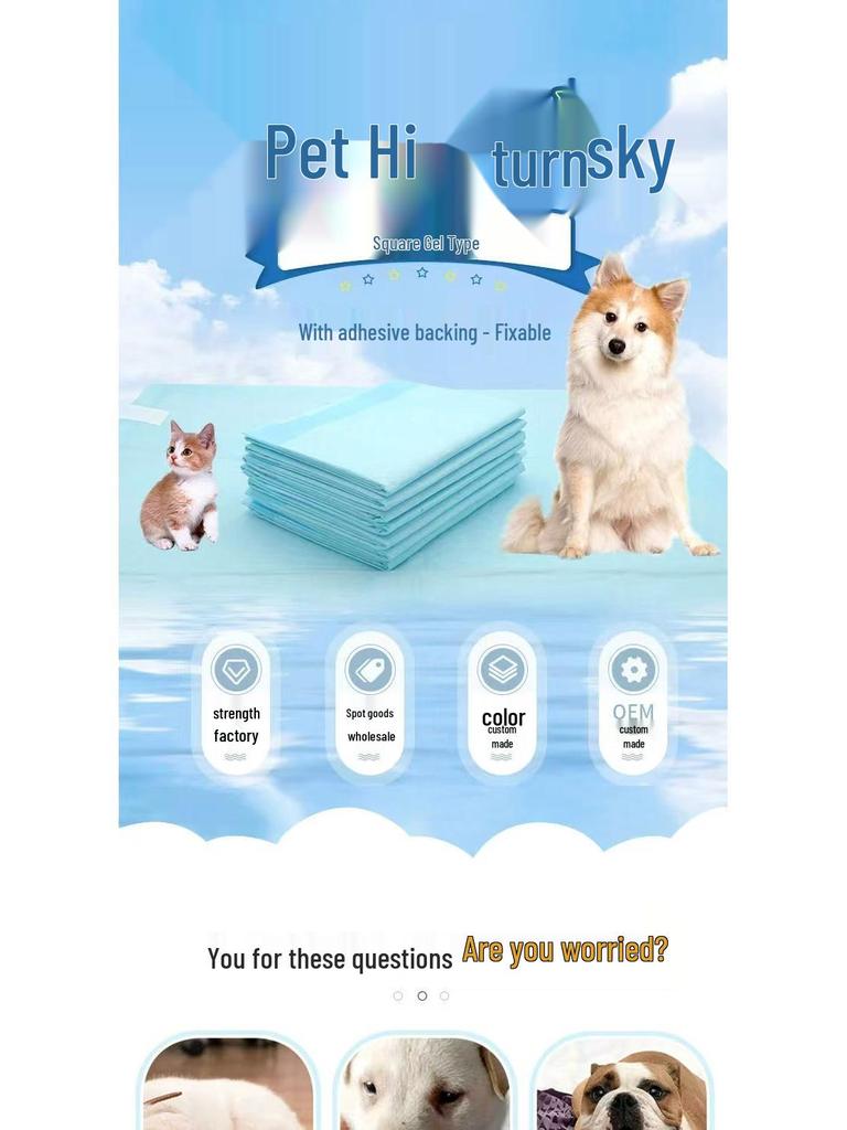 Thickened Adhesive Pet Training Pads - Disposable, Absorbent Dog Diapers with Corner Back Stickers.