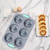Non Stick Silicone Donut Mold Reusable 6 Hole Baking Tray Heat-Resistant Cylindrical Coil Texture Muffin Cake Mould Cake Making