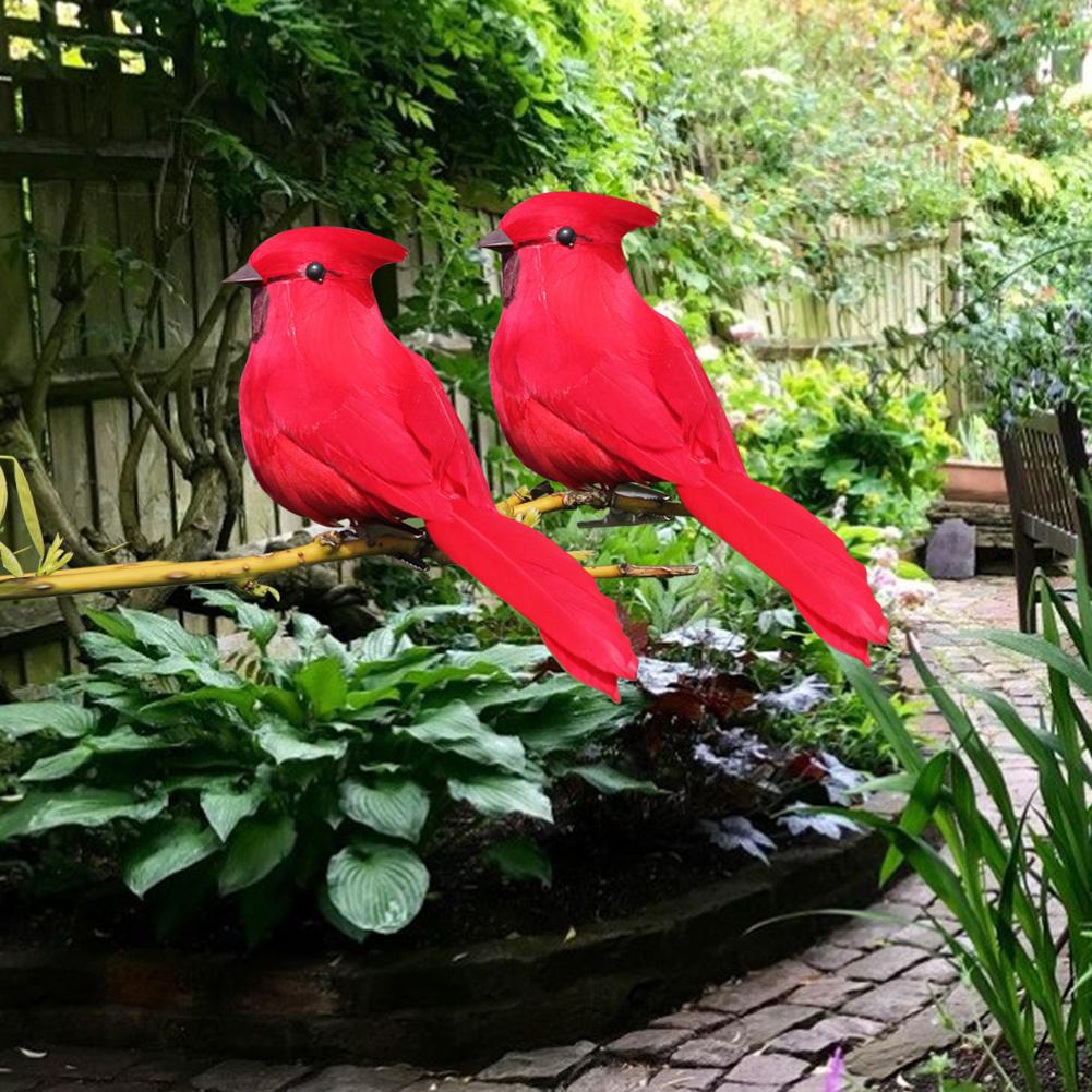 10 Pieces Artificial Red Simulated Foam Birds for Lawn, Garden, Outdoor Decoration, Each with Clip, Suitable for Garden Flower Arrangements,