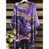 Bohemio Chic Oversize de Moda Estampados Étnicos Dobladillo Irregular Cuello Redondo Ropa Moda Ropa de Mujer Versátil Ropa para Mujer