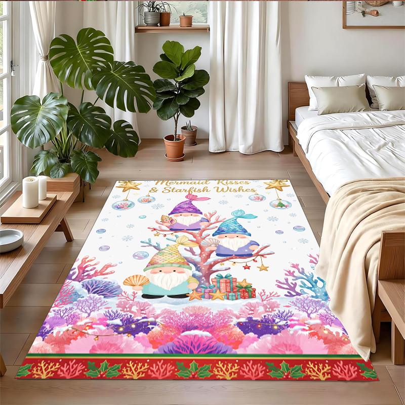 Christmas Printed Square Area Rug Soft Non Slip Floor Carpet For Bedroom Holiday Gift