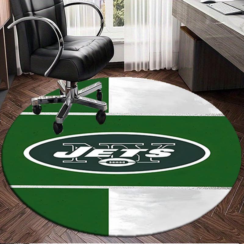 Jets Football Round Rug for Livingroom,Bedroom, Palyroom, Chair Rug, Area rug, Circle Carpet, Large Size Fan Christmas gift