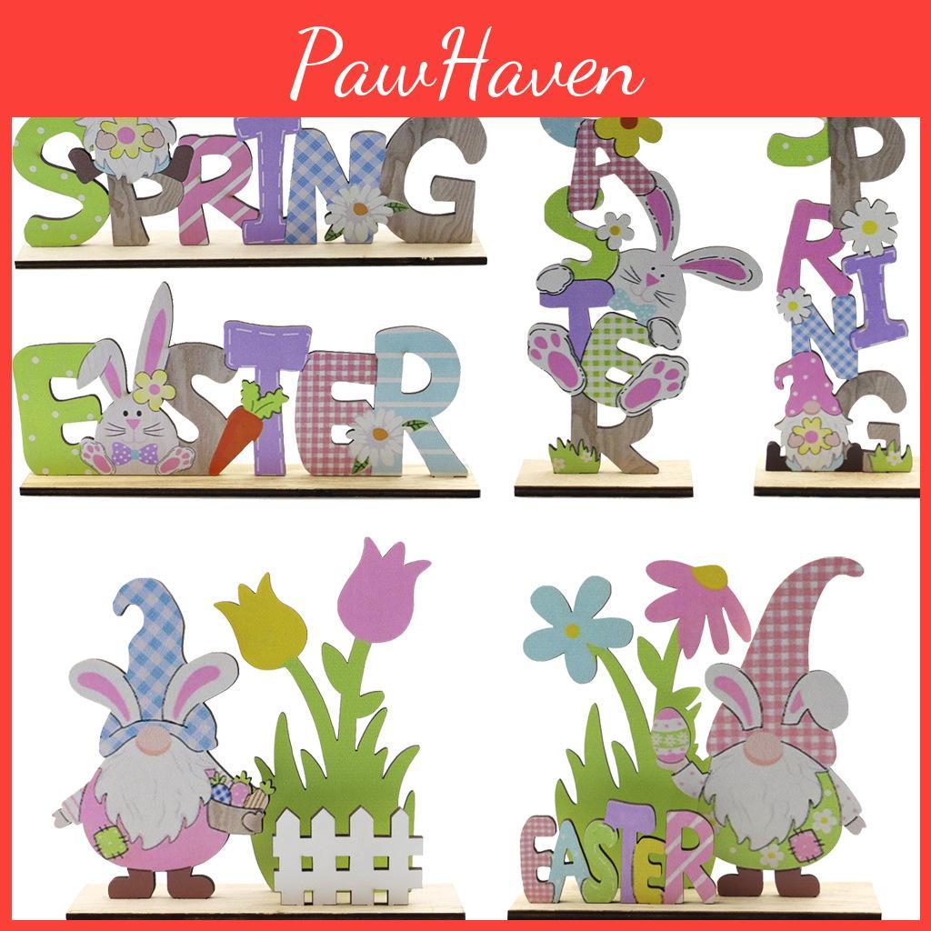 Easter Wooden Table Centerpiece Sign With Gnome Rabbit Decorations