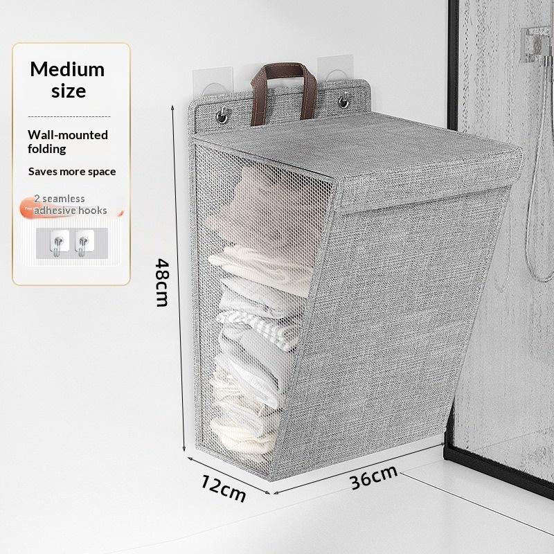 Wall Mounted Linen Dirty Clothes Bin Breathable Mesh Large Capacity Foldable Laundry Hamper for Bathroom Dorm Small Room