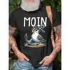 Men's T-Shirt Black Seagull with Anchor And Fashion Glasses Moin Text Design Casual Wear for Beach And Summer Outings, PLUS SIZE