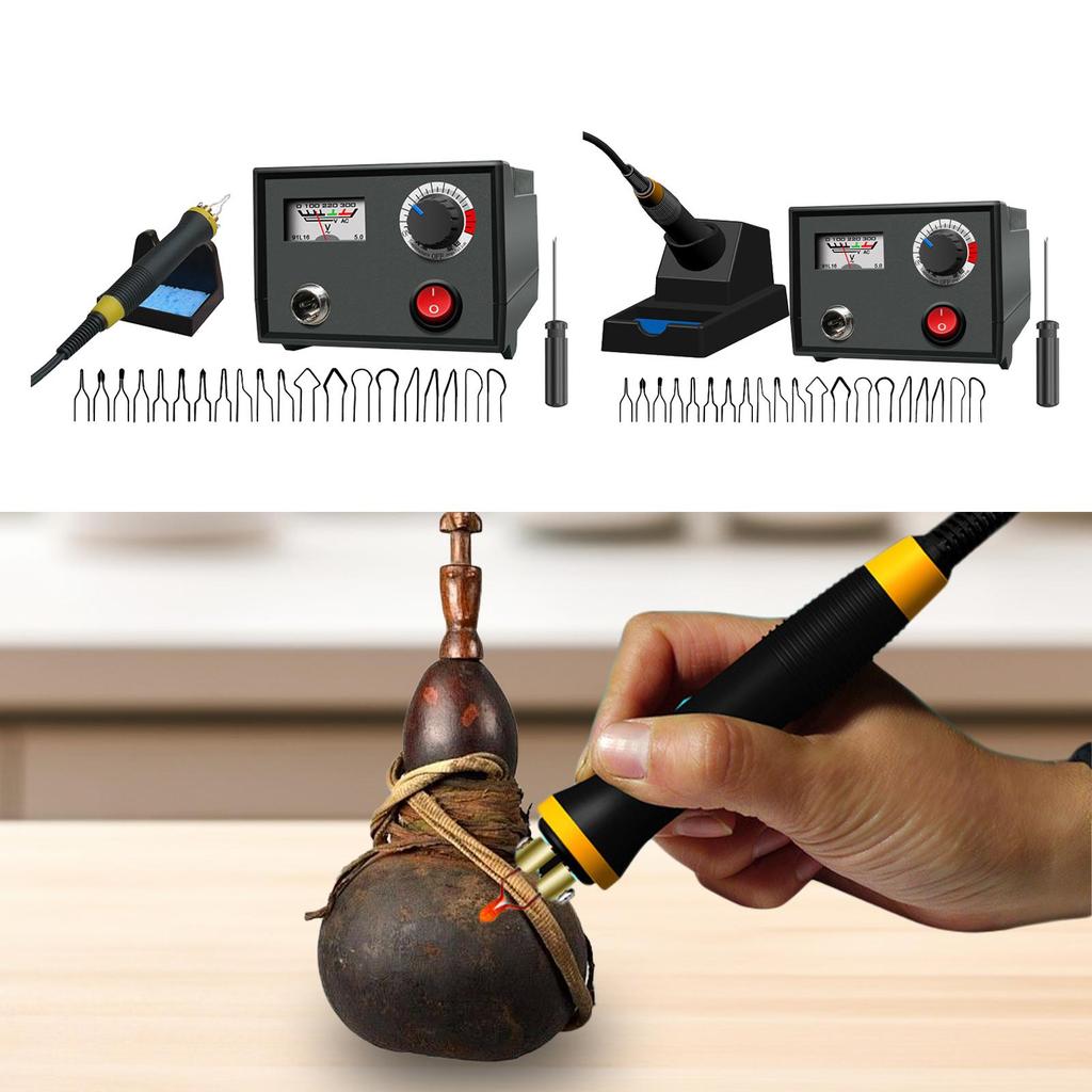 Wood Burner Tool Adjustable Temperature Burner 20 Pen Tips Pyrography Tool for Hot Stamping Carving Leather Embossing Repairing