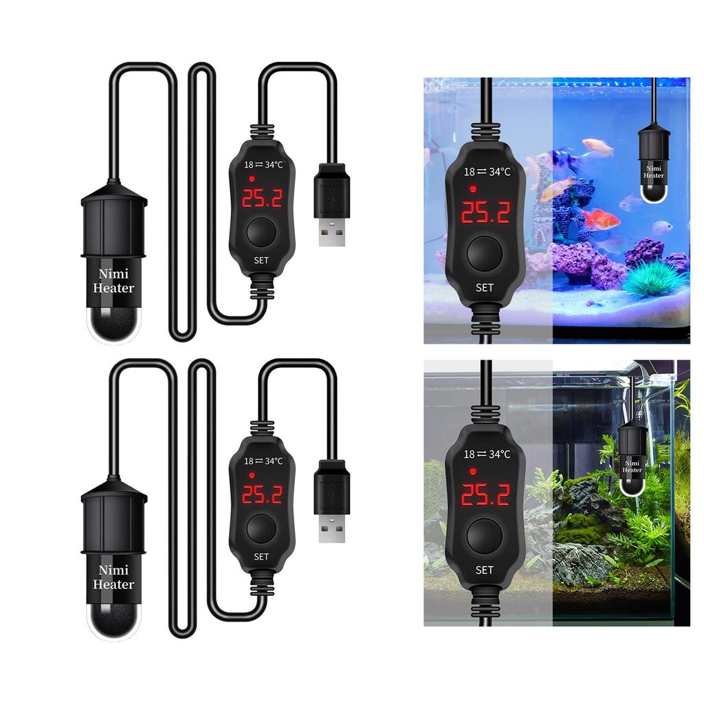 Aquarium Heaters Small 10W with Controller Intelligent Overheat Protection Submersible Heater Digital Display Adjustable Temps