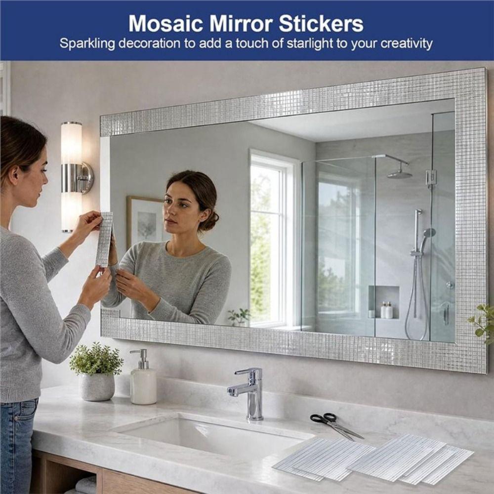 Silver Color Mosaic Mirror Tiles Reflective Surface DIY Mirror Mosaic Sheets Disco Ball Decoration