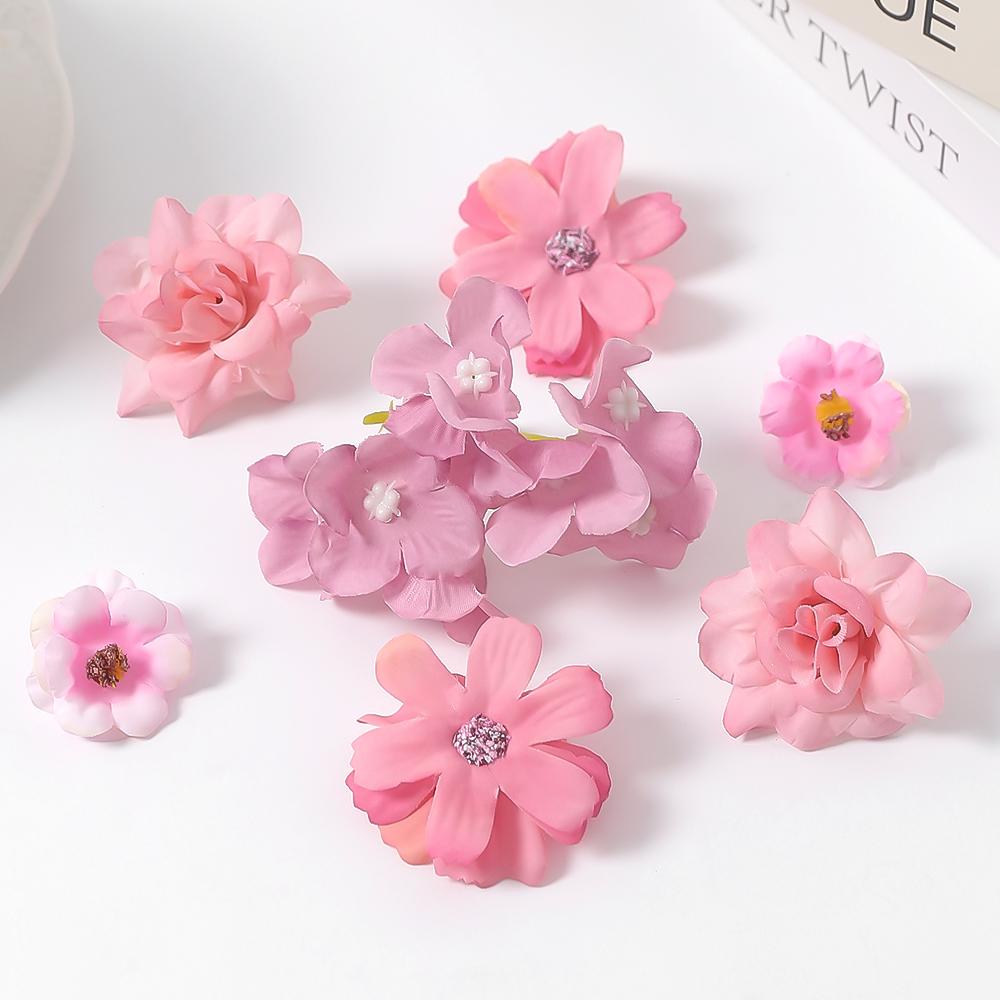 7/16Pcs Artificial Flowers Silk Fake Flower Head for Home Decor Wedding Marriage Decoration DIY Garland Gift Craft Accessories