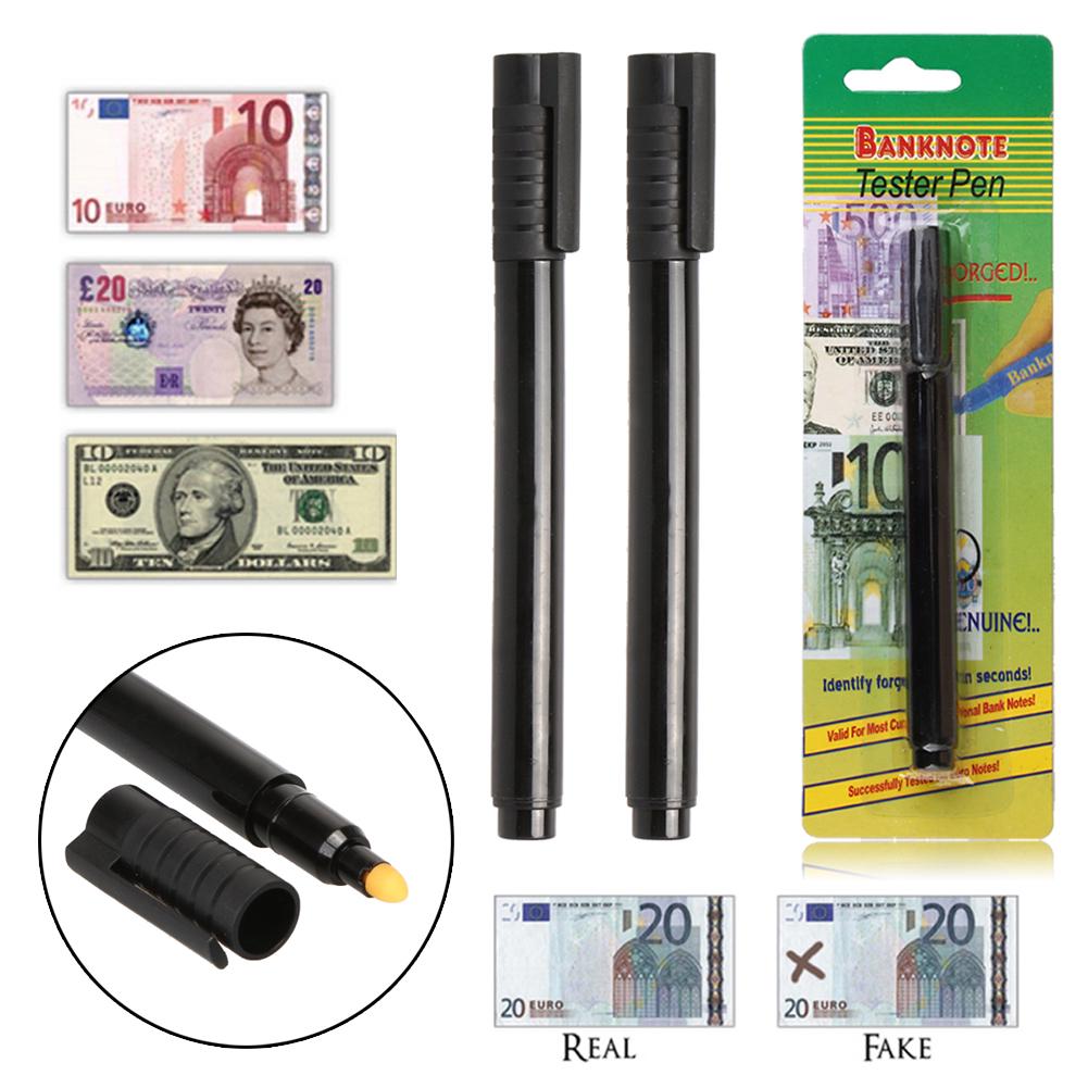 2pcs Banknotes Checkering Tools Portable Mini Currency Detector Pen Lightweight Banknotes Tester Pen Graffiti for US Dollar Bill