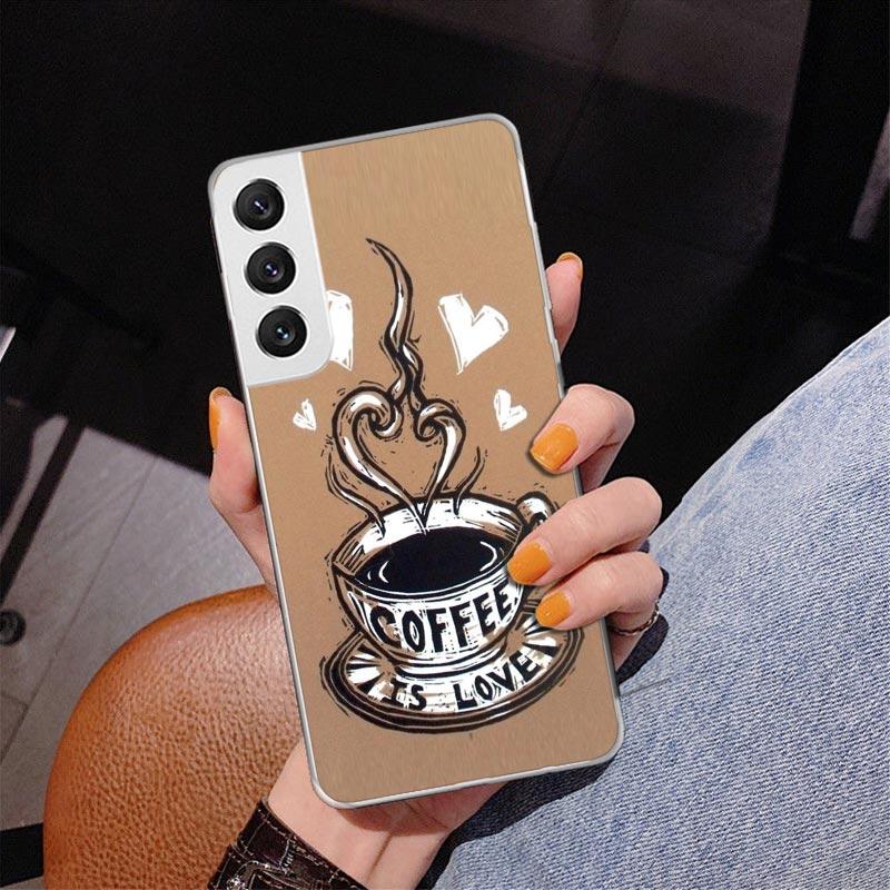 Coffee Wine Cup Phone Case For Samsung Galaxy S24 S25 Edge S26 Ultra S23 S22 S21 Plus S20 FE + Personalized Print Cover Galaxy S