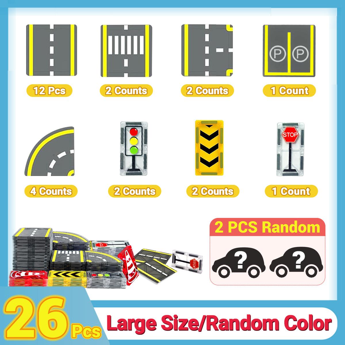 

26/36/58PCS Magnetic Road Construction Set Toys For 3+ Kids Boys Girls Gift Magnetic Building Blocks Montessori Educational Toys
