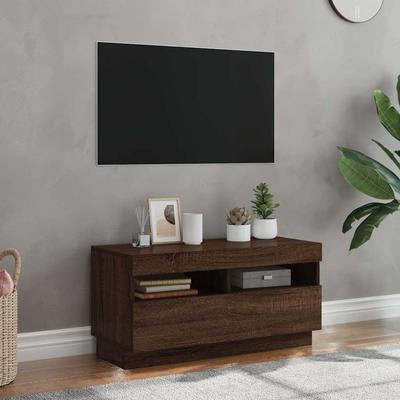 Vidaxl TV Cabinet with LED Lighting, Brown Oak, 80X35X40 Cm