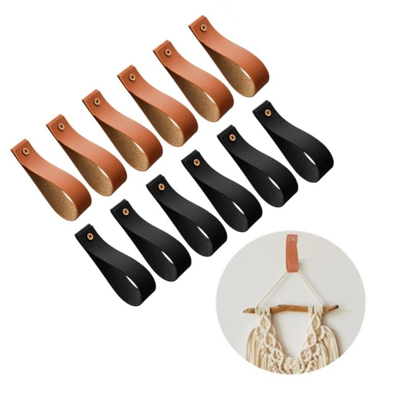 Strong Adhesive Wall Mount Hooks For Kitchen Bathroom Towel Hanging PU Leather And Metal Designs Straps