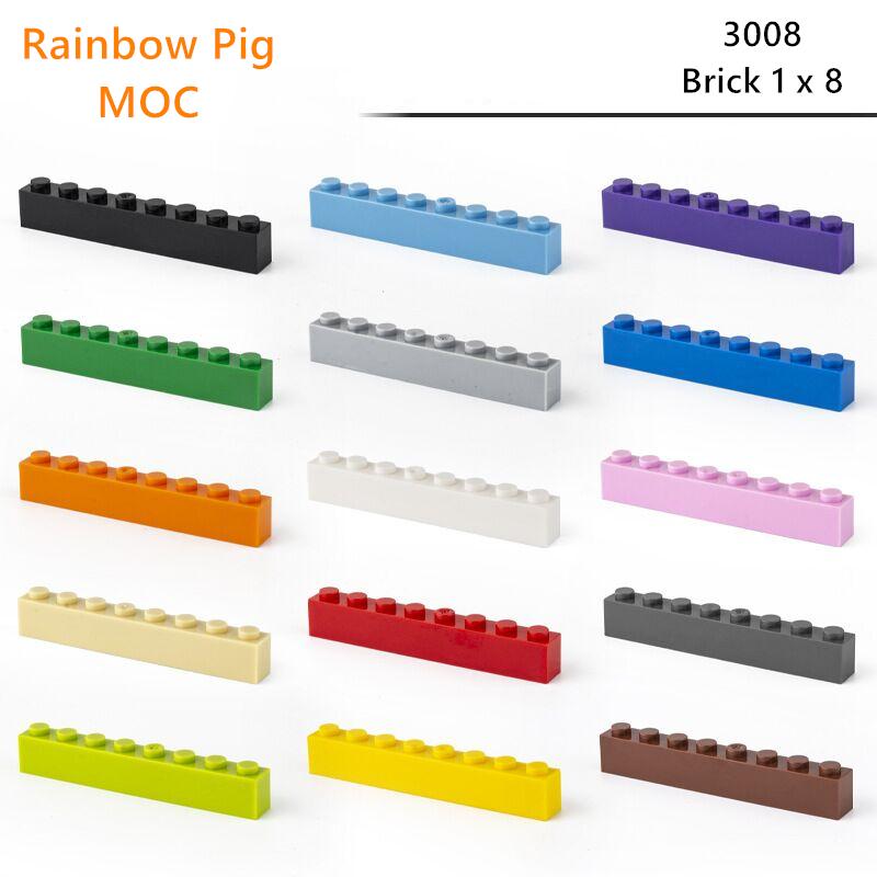 Rainbow Pig MOC Particles 3008 Brick 1x8 Building Blocks Parts DIY Compatible Assembles Bricks Bulk Model Educational Tech Toys