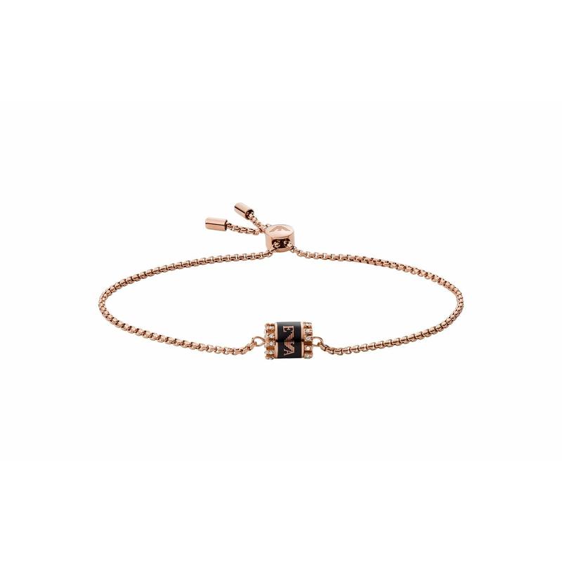 Emporio Armani Diamond Beads Transfer Beads Stainless Steel Bracelet Women's Rose Gold Rose Gold F (fits All) In Original Bag