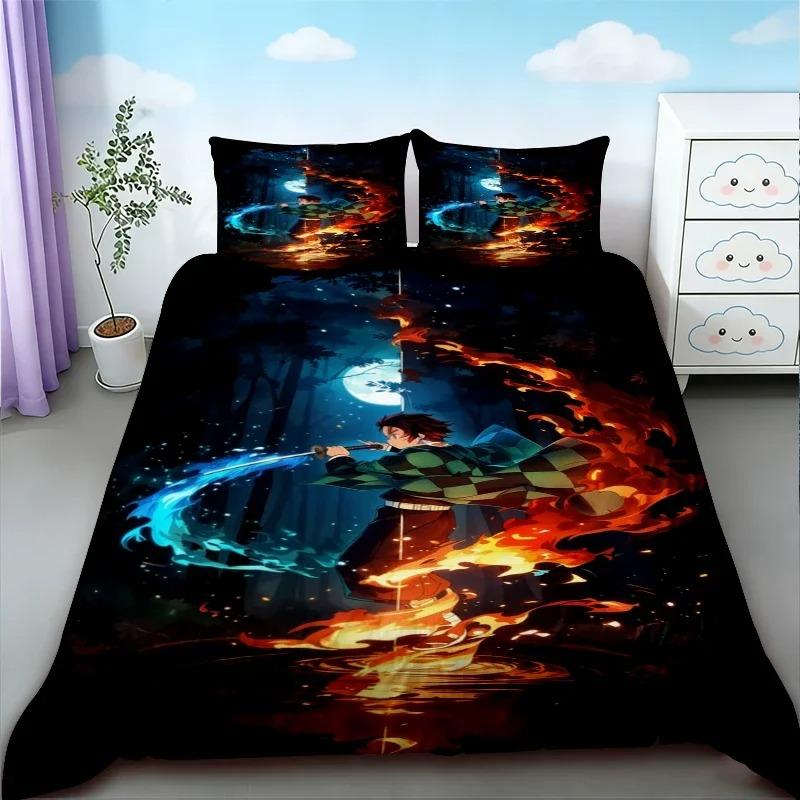 Anime Bed Linen Set King Queen Double Full Twin Single Size Demon-Slayer Duvet Cover Set