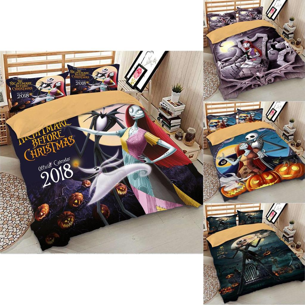 Luxurious Nightmare Before Christmas Duvet Cover With Pillow Cases Bedding Set