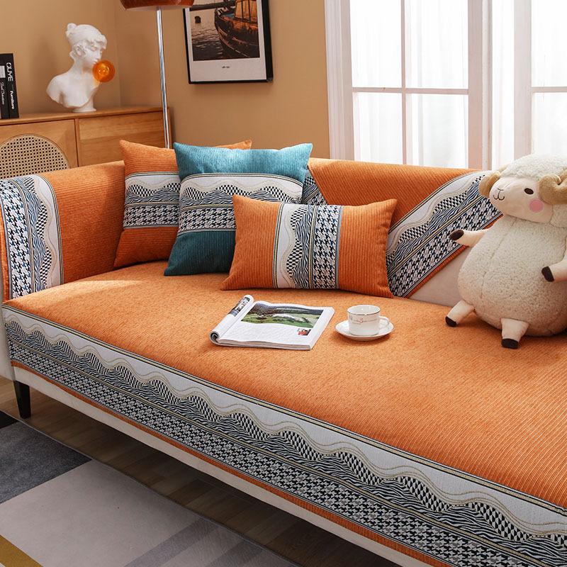 Chenier Sofa Cushion Four Seasons Universal Non-Slip High-End Sofa Cover Nordic Cushion Light Luxury Thousand Bird Grid Cover Cloth Towel