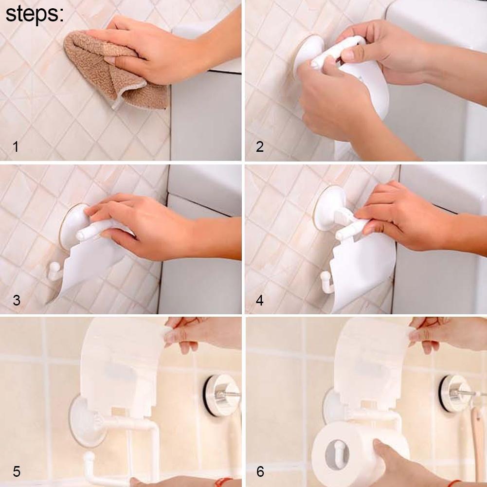 Toilettenpapierhalter mit Saugnapf, Tissue-Rollenständer, Badezimmerregal, zufällige Farbe ARI