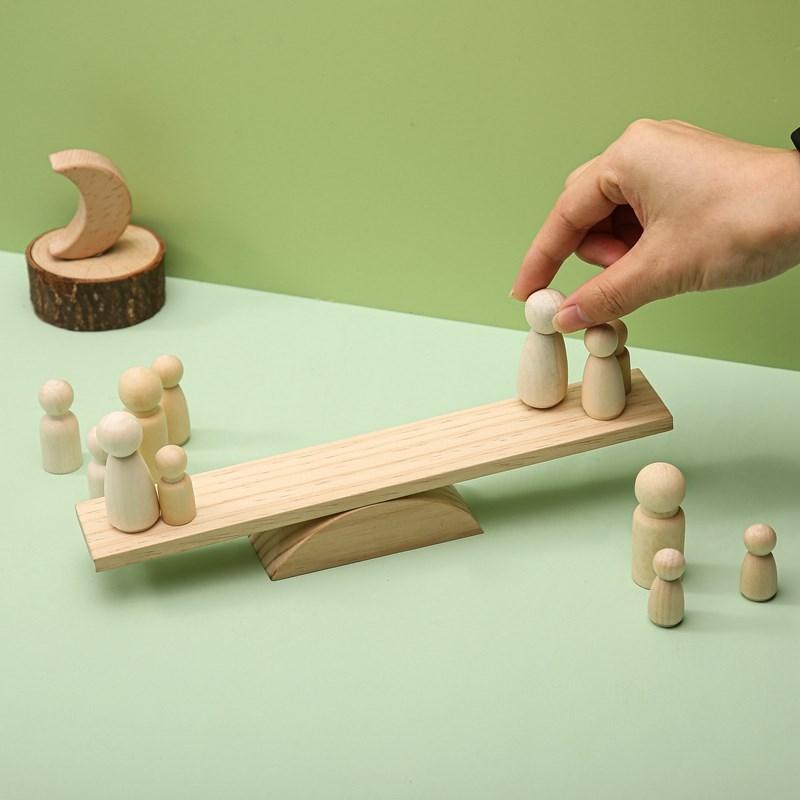 1Set Balance Scale Montessori Toy Set DIY Maple Doll Baby Balance Training Constructor for Children Gifts Maple Doll Toys