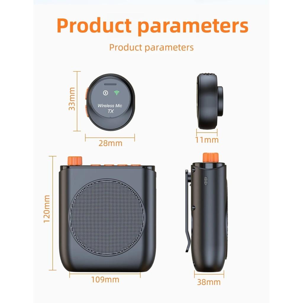 

Беспроводной усилитель голоса Перезаряжаемый на клипсе Bluetooth-динамик Преподавание и стриминг Громкоговоритель Емкостный микрофон