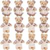 12-48PCS Mini Bear Stuffed Animal Toys Bulk 10cm Soft Plush Bears with Burlap Clothes for Baby Shower Birthday Party Decoration