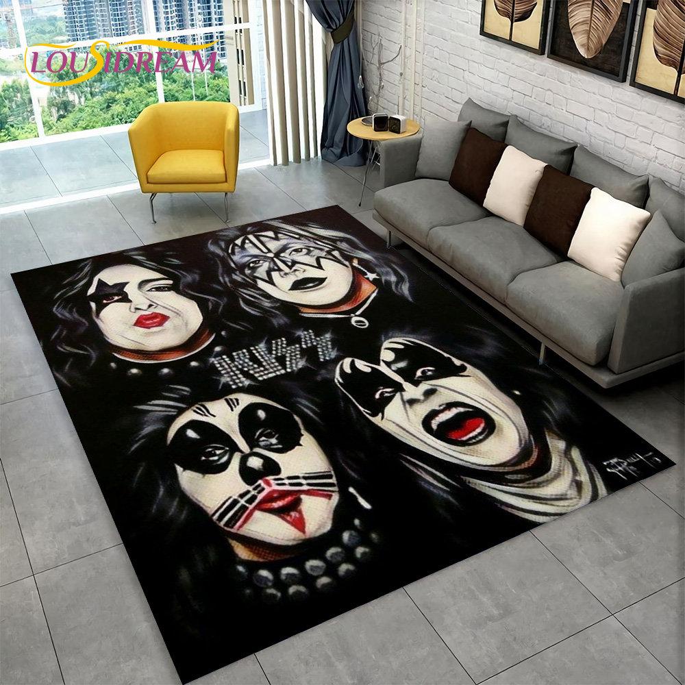 KISS Rock Band Retor Teppich, Teppich für Zuhause, Wohnzimmer, Schlafzimmer, Sofa, Fußmatte, Dekor, Küche, rutschfeste Bodenmatte Alfombra