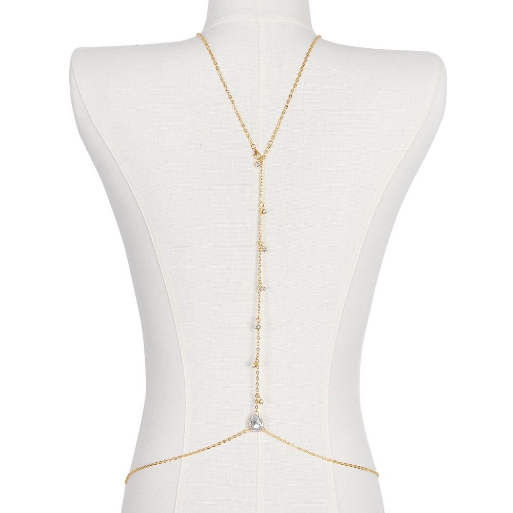 Dress Charm Elegant Chest Chain Hanging Neck Style Rhinestone Chest Chain  Female Lady Girl