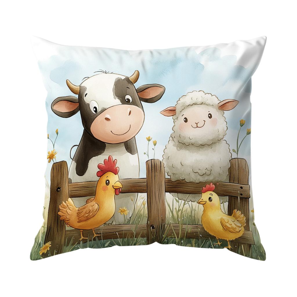 Farm Animal Barn Cushion Pillowcase Printed Polyester 45X45Cm Throw Pillowcover Decorative Sofa Cushion Pillowslip Home Decor